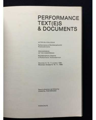 Chantal Pontbriand - Performance Text(e)s & Documents - 1981